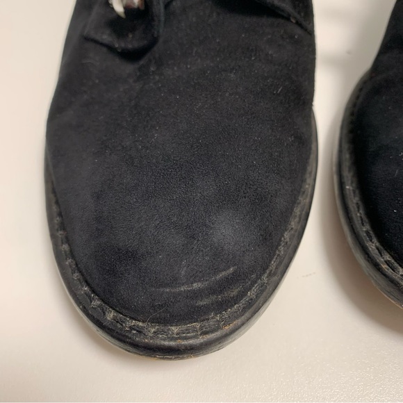 Louise et Cie size 7 black suade loafer oxfords shoes pearl zip back - Picture 7 of 10